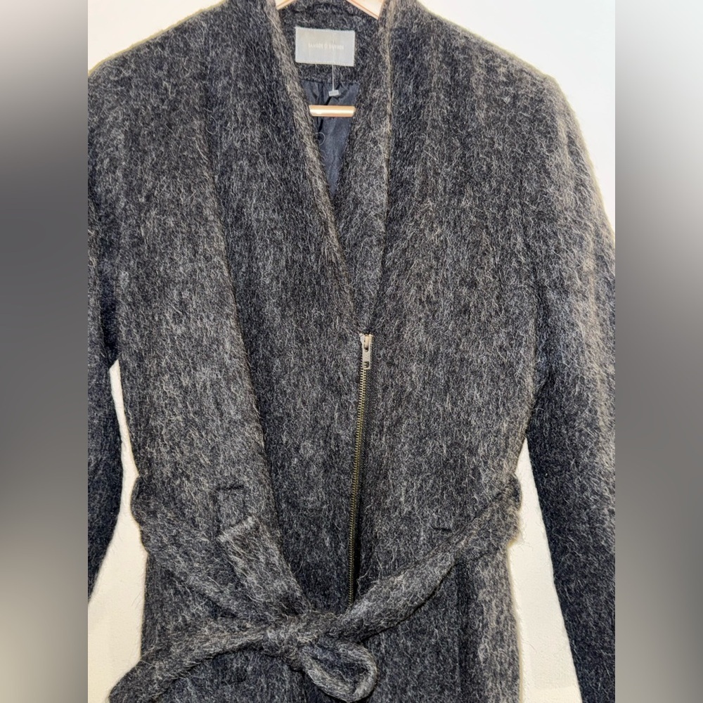 Samsoe Samsoe Nordic Wool Alpaca Elna Jacket Coat Gray Medium Belted - Picture 3 of 8